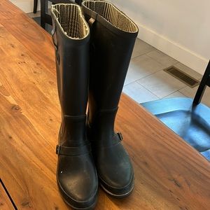 Black LLBean tall Wellies rain boots. Size 10.